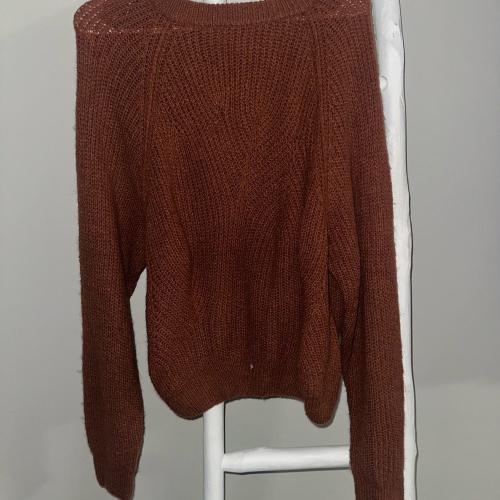 In Bloom Warm Brown Crew Neck Sweater